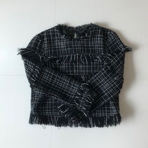 Black and white work blouse